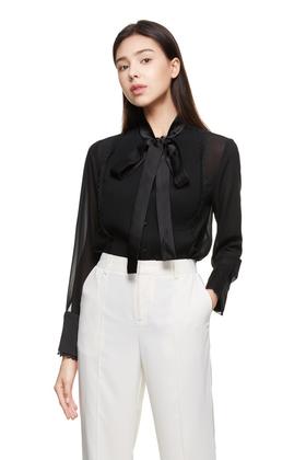 SIA SAYLOR 黑色半透明系带上衣 8880