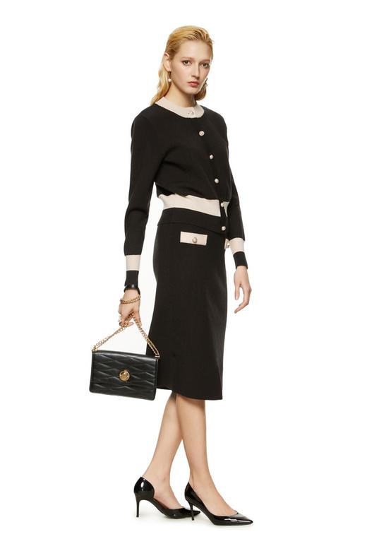 ESTELLICA 珍珠扣开衩针织套装 8900 商品图0