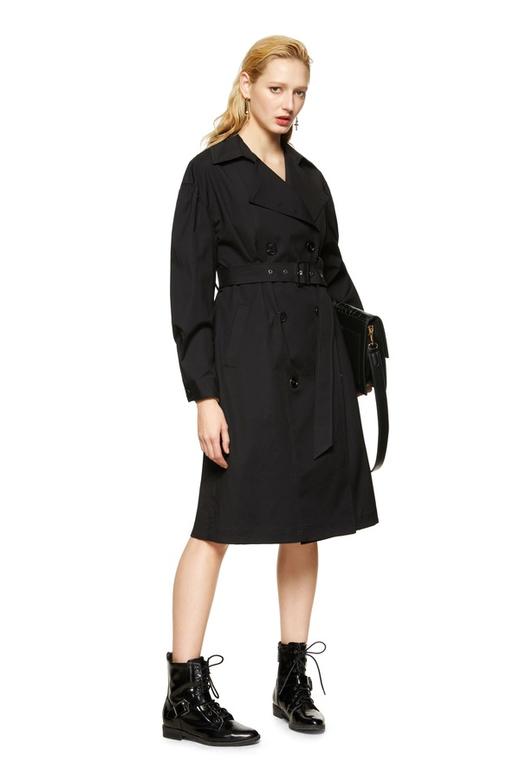 玛丝菲尔·素 黑色束腰双排扣风衣 8853 商品图1