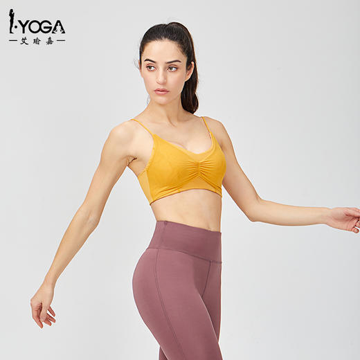 IYOGA  艾瑜嘉 内搭女款温柔风小众设计夏美背吊带胸垫性感运动内衣裹胸 莱卡 BRA078 商品图3