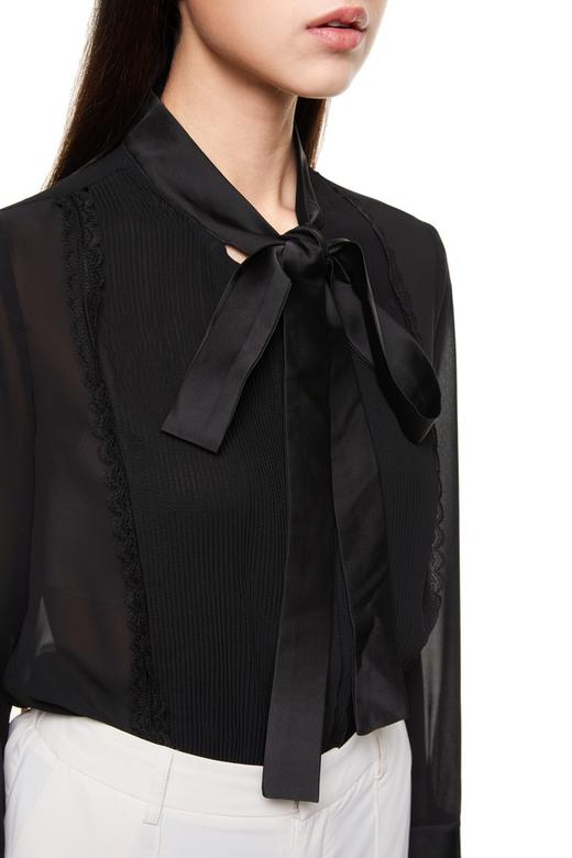 SIA SAYLOR 黑色半透明系带上衣 8880 商品图3