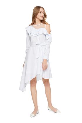 DOTACOKO 荷叶边饰不规则条纹连衣裙 5898