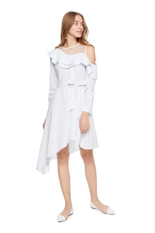 DOTACOKO 荷叶边饰不规则条纹连衣裙 5898 商品图0