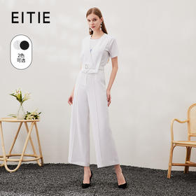 EITIE爱特爱春季新款时尚通勤百搭V领无袖收腰连体裤长裤女6907609