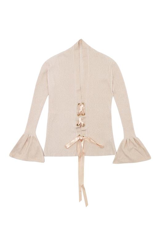 JUNNE 丝带装饰裸粉色针织衫 1136 商品图3