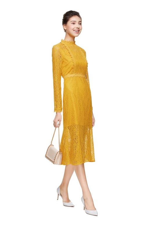 ELLA JADE 黄色花朵镂空连衣裙 8796 商品图1