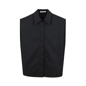 宽松翻领无袖衬衫上衣