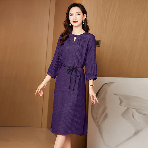 KQ-221305花罗香云纱真丝连衣裙女士新款品牌大码桑蚕丝红云纱裙子 商品图4