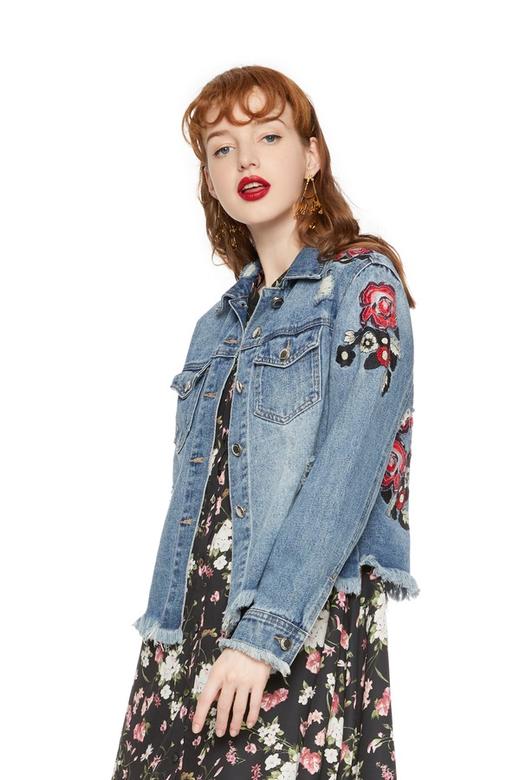 SIEGO 花朵图案磨边牛仔外套 5204 商品图0
