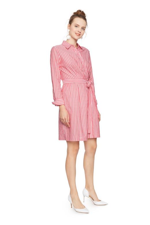 Y.SING衣香丽影 斜扣条纹束腰衬衫裙 5934 商品图3