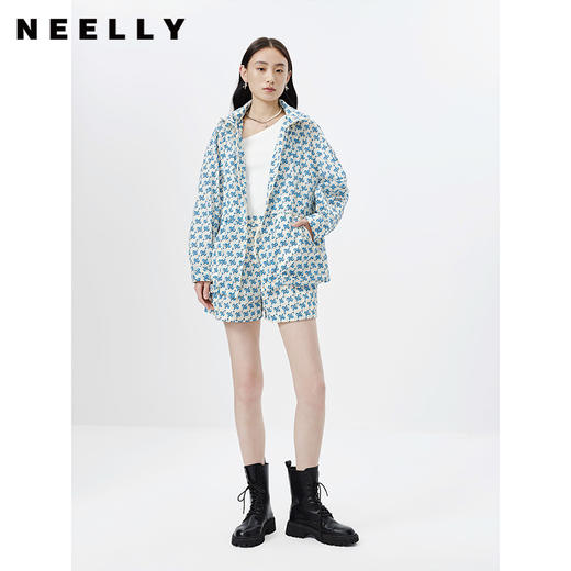 NEELLY纳俪商场同款系带字母印花短裤女阔腿直筒显瘦休闲裤百搭N23031H01157 商品图2