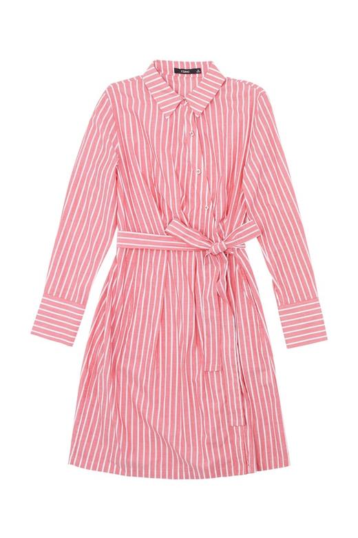 Y.SING衣香丽影 斜扣条纹束腰衬衫裙 5934 商品图4