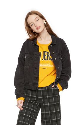 Pull&Bear 简约黑色牛仔短外套 5346