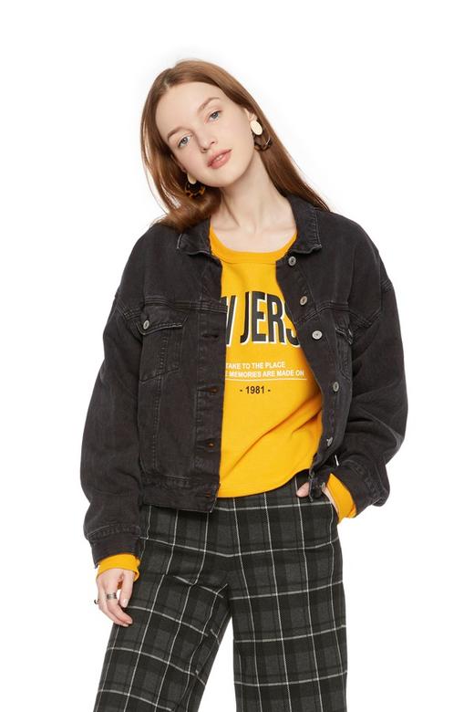 Pull&Bear 简约黑色牛仔短外套 5346 商品图0