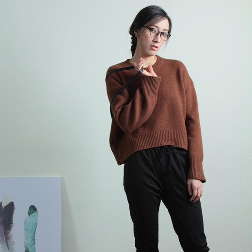 丁摩 牦牛绒低圆领厚实高绒宽松有型针织衫1001WX-145 商品图3