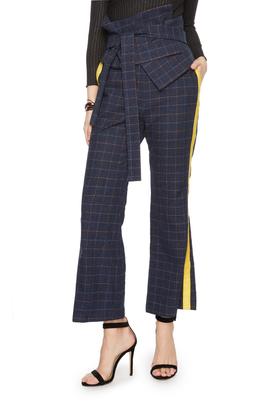 AVA 条纹饰格纹收腰长裤 4414