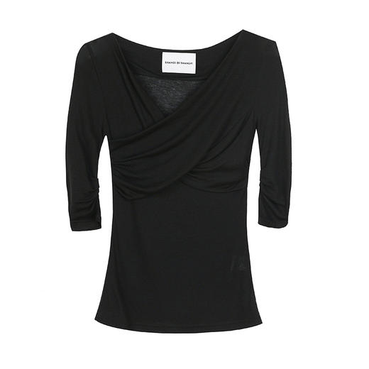 交叉V领针织T恤 商品图0