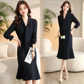 春装收腰减龄潮流百搭大气修身显瘦鱼尾连衣裙HR-LMJY2316-1