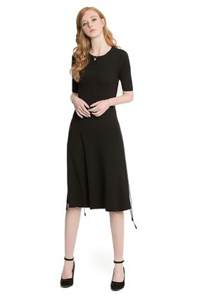 EMC亿美丞 黑色简约A字针织裙 1121