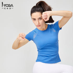 IYOGA  艾瑜嘉 瑜伽服带胸垫女夏跑步普拉提专业户外健身上衣高级感运动短袖t恤T050