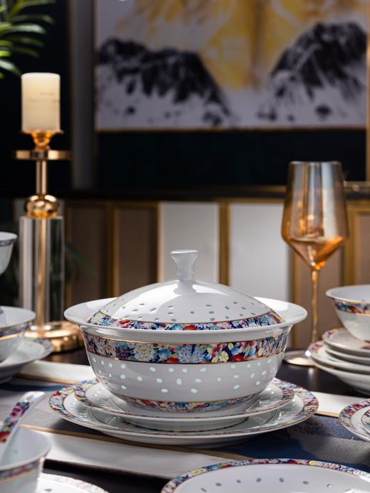 富玉 景德镇陶瓷 餐具套组 家用玲珑瓷 万花餐具 商品图2