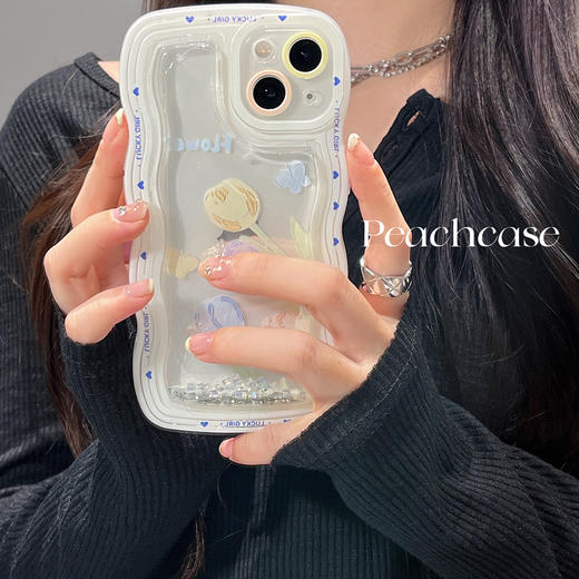 「苹果系列」小众艺术流沙郁金香适用苹果14promax手机壳iPhone1312pro手机膜壳 商品图2