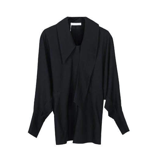 单边飘带领蝙蝠袖衬衫 商品图0