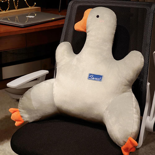 「两色可选！大鹅腰枕」可爱卡通水晶短毛绒大鹅腰枕 舒适柔软腰靠护腰办公室学生久坐靠垫居家布艺 商品图6