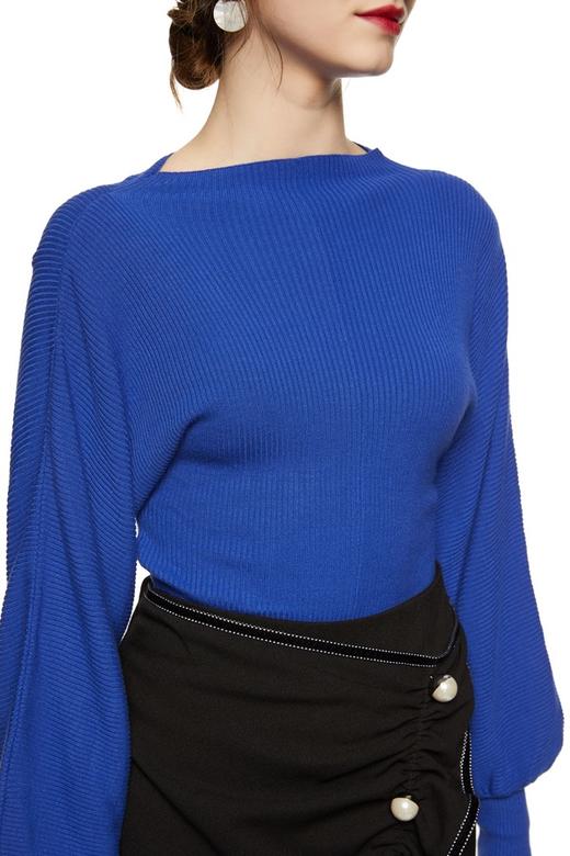 Kai & Kiera 蓝色优雅羊腿袖上衣 8769 商品图3