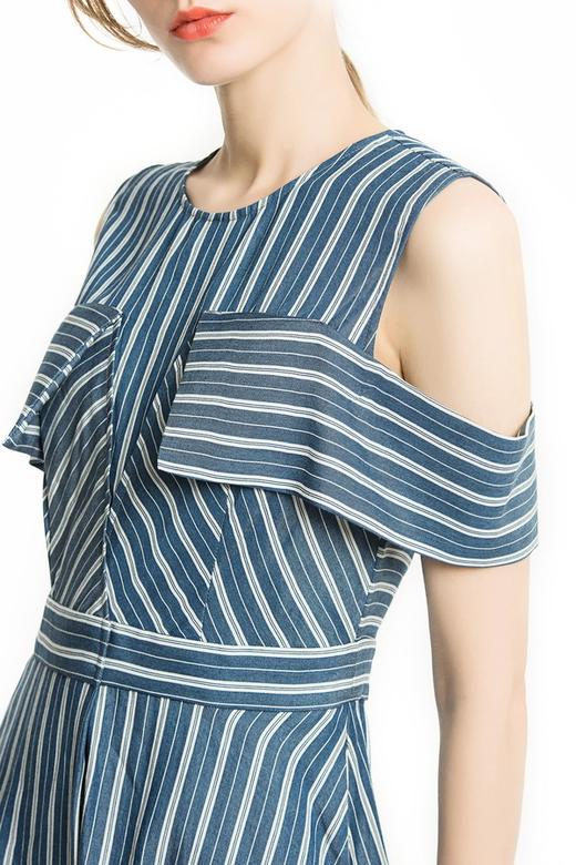 NOIR 条纹挖肩弧形连衣裙 1092 商品图3