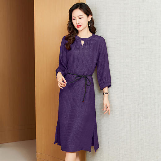 KQ-221305花罗香云纱真丝连衣裙女士新款品牌大码桑蚕丝红云纱裙子 商品图3