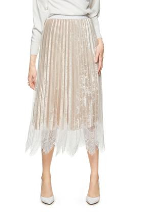 Le Malene 丝绒网纱百褶半身裙 8758