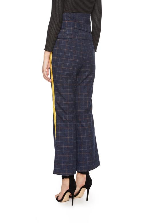 AVA 条纹饰格纹收腰长裤 4414 商品图1