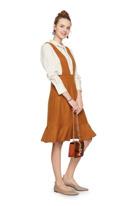 HAYES 荷叶摆棕色背带裙 5446 商品图3