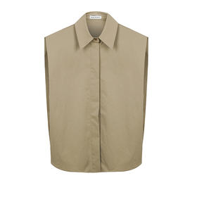 宽松翻领无袖衬衫上衣