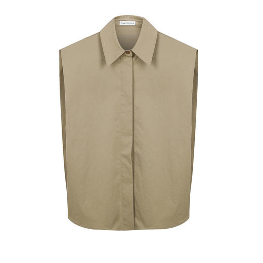 宽松翻领无袖衬衫上衣 商品图0