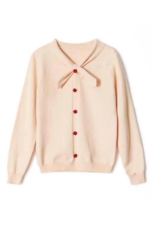 AVA 米色领巾菱形扣毛衫 8848 商品图4