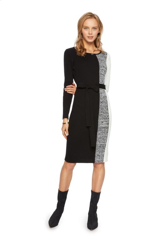 OSA欧莎 拼色束腰针织连衣裙 5132 商品图0