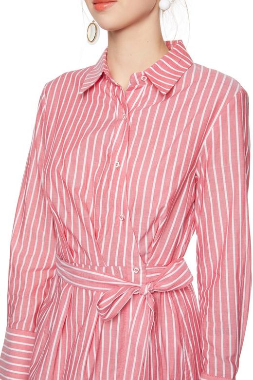 Y.SING衣香丽影 斜扣条纹束腰衬衫裙 5934 商品图2