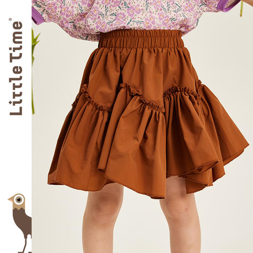 littletime女童半身裙春秋2023新款中大儿童洋气韩版蛋糕碎褶半裙 商品图1