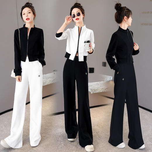 气质女神范休闲套装，减龄阔腿裤两件套套装HR-KJFA211-5-ZY 商品图4