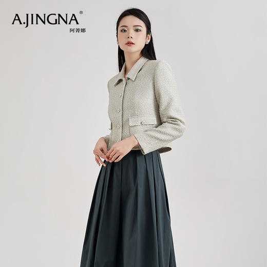 【商场同款】阿菁娜春小香风时尚感单排珍珠扣小外套A28C107005 商品图0