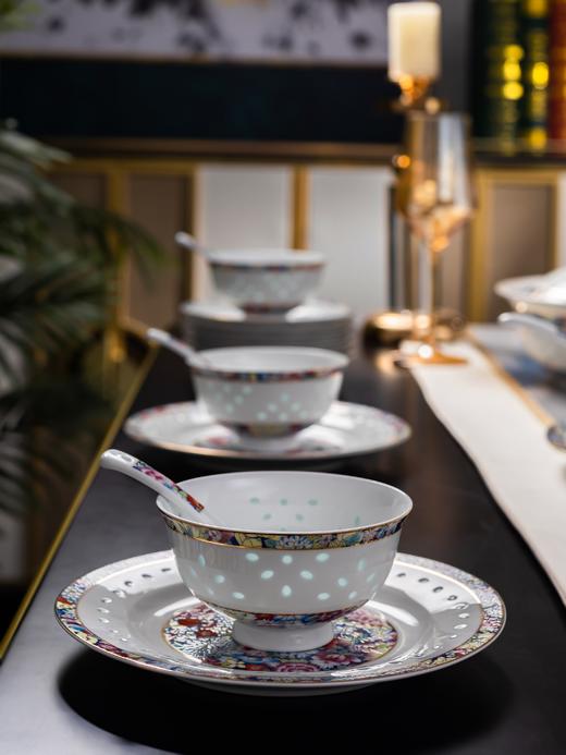富玉 景德镇陶瓷 餐具套组 家用玲珑瓷 万花餐具 商品图5
