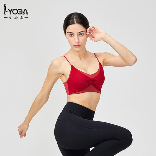 IYOGA  艾瑜嘉 内搭女款温柔风小众设计夏美背吊带胸垫性感运动内衣裹胸 莱卡 BRA078 商品图4