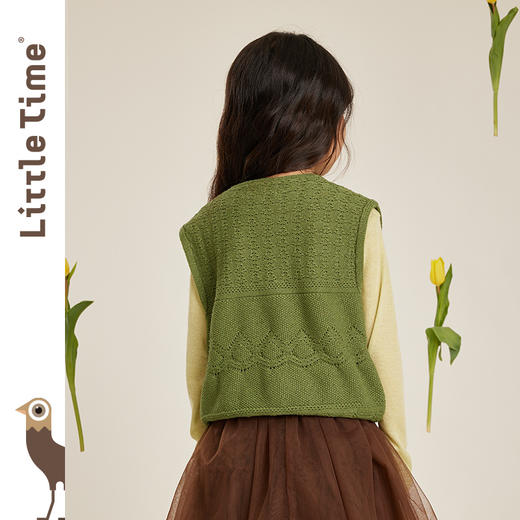 littletime女童马甲小背心春秋季2023新款韩版儿童无袖毛衣小开衫 商品图2