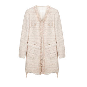 V领毛边无扣外套