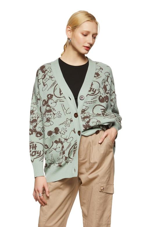 URBAN REVIVO 蓝绿色卡通图案毛衣开衫 8811 商品图0