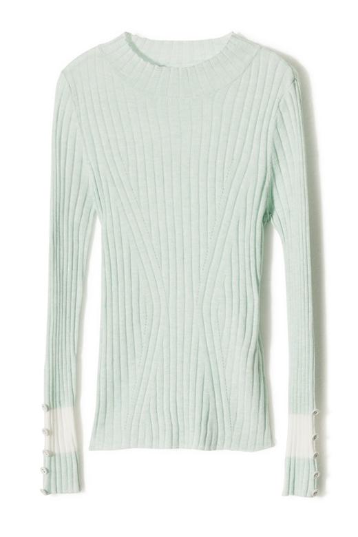 ELLA JADE 拼色衣袖薄荷绿修身上衣 8867 商品图4