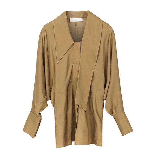 单边飘带领蝙蝠袖衬衫 商品图0