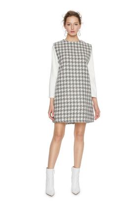 NOIR 千鸟格拼接连衣裙 5845